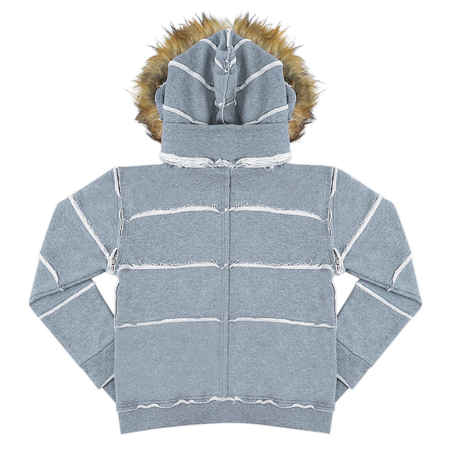 FUR ZIP UP HOODIE_GREY