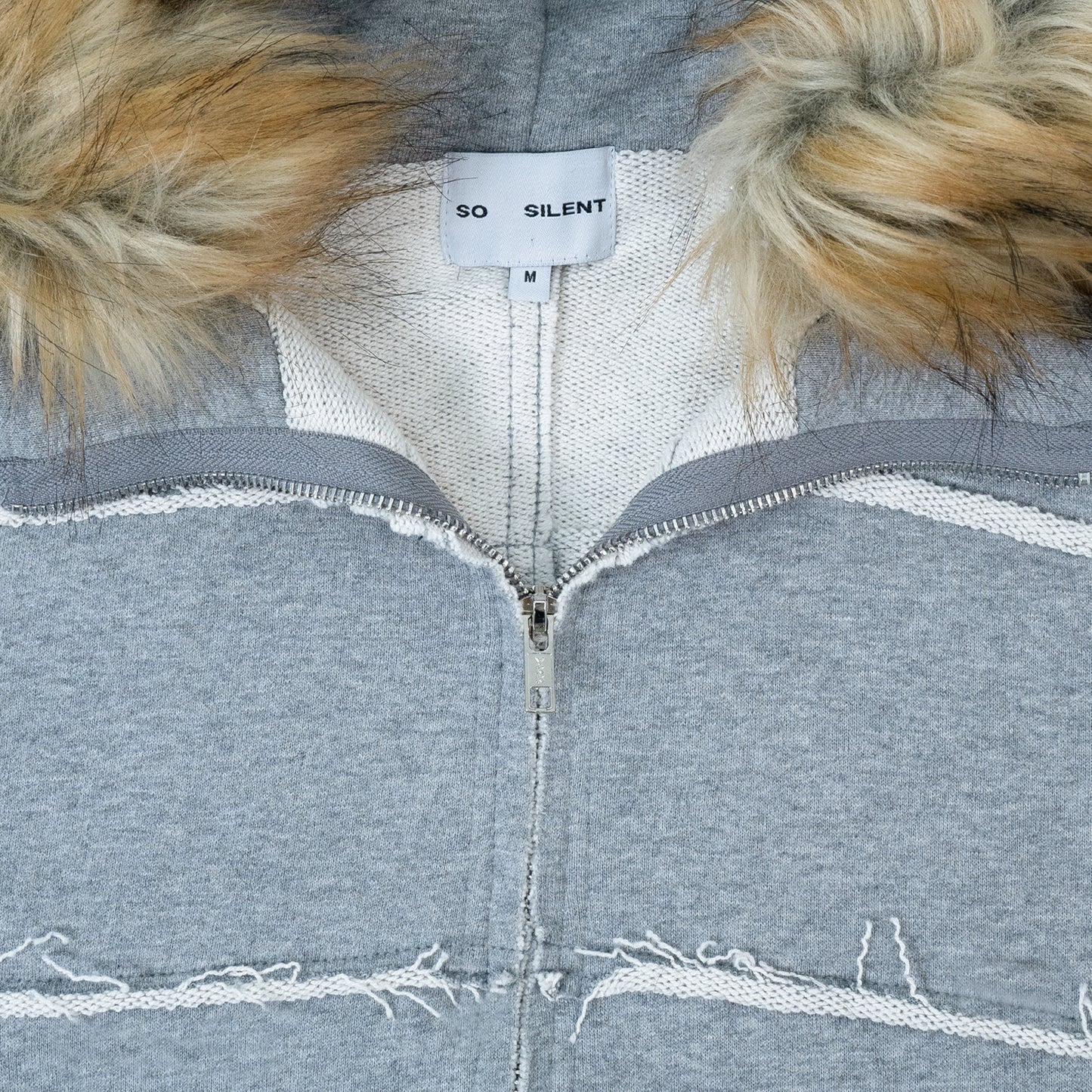 FUR ZIP UP HOODIE_GREY