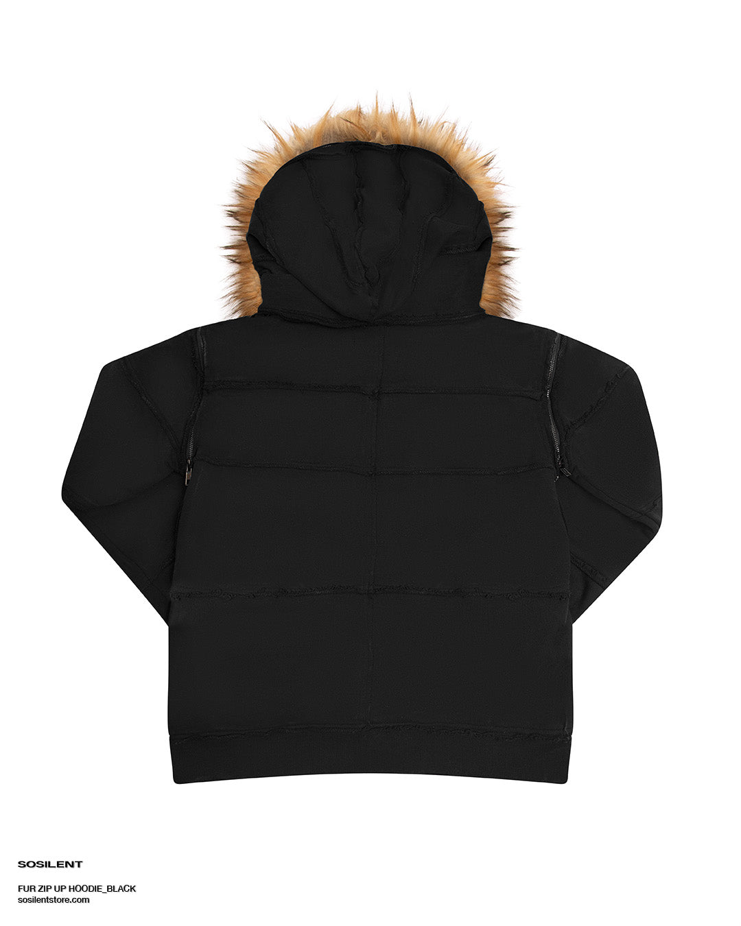 FUR ZIP UP HOODIE_BLACK